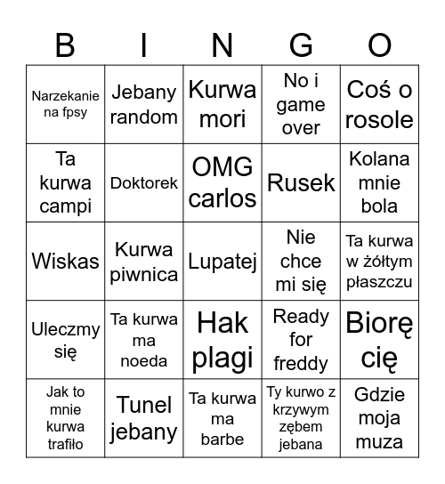 Dbd Bingo Card