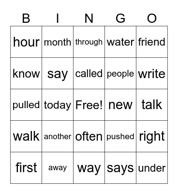 Step 3 Bingo Card