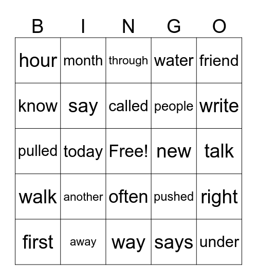 Step 3 Bingo Card