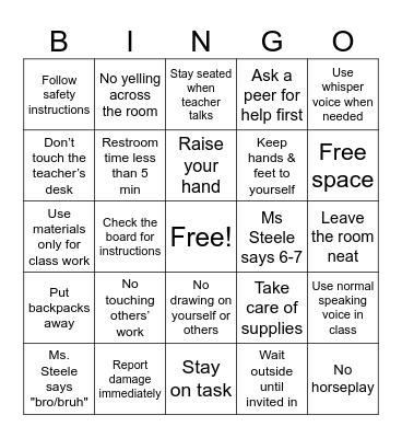 Art Rules!! Bingo Card
