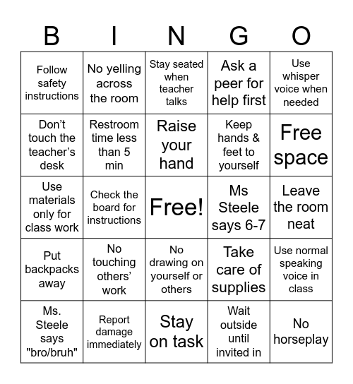 Art Rules!! Bingo Card