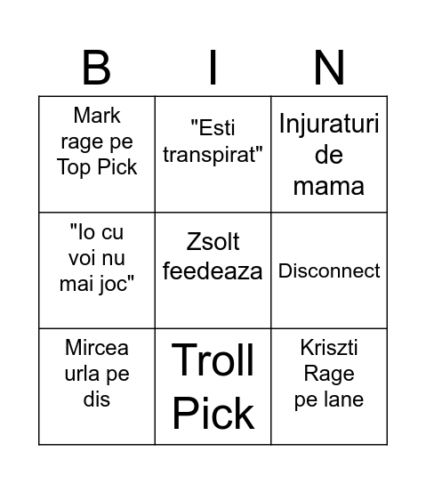 Zsolt Bingo Card