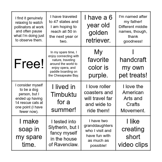 PGCSA Cohort Connections! Bingo Card