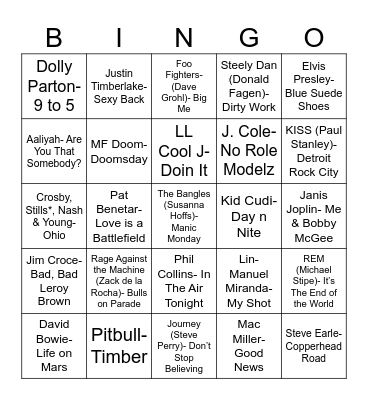 Radio Bingo January Birthdays Bingo Card