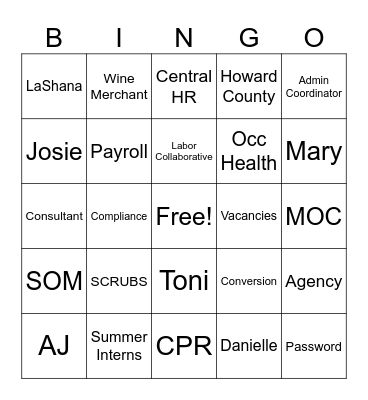 Bus Support BINGO Card
