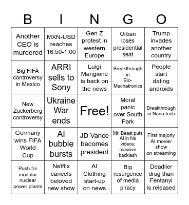 2026 Bingo Card