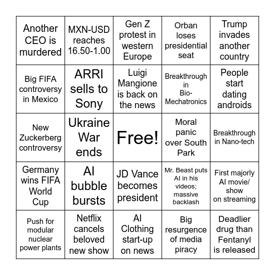 2026 Bingo Card