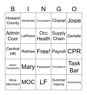 Bus Support BINGO Card