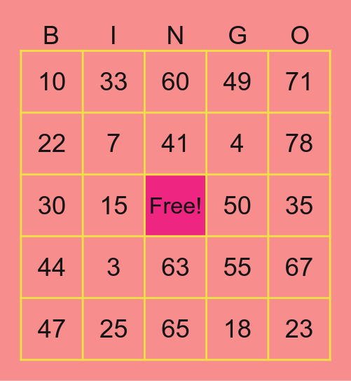 bingo world Bingo Card