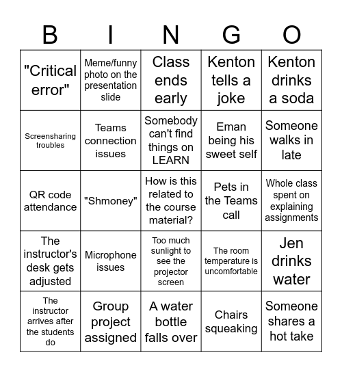 CreComm Term 2 Bingo Card
