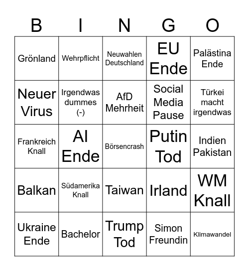 2026 Bingo Card