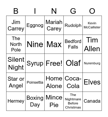 Christmas Trivia Bingo Card