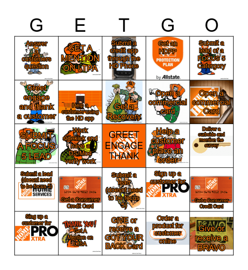 HOME DEPOT Bingo Card