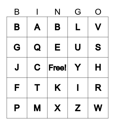 Alphabet Bingo Card