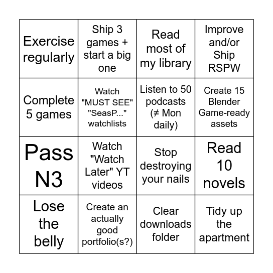 2026 Bingo Card