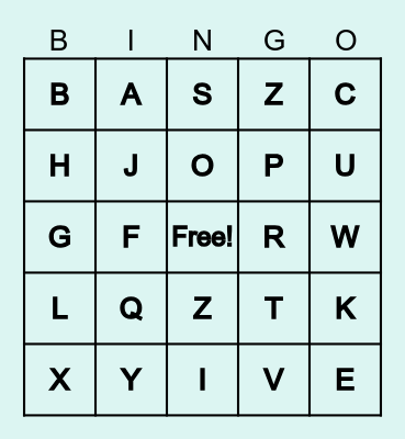 Alphabet  Bingo Card