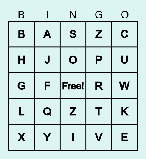 Alphabet  Bingo Card