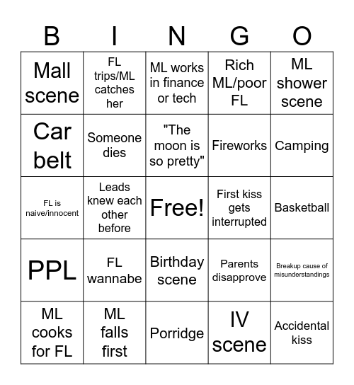 Eat Run Love Bingo Card