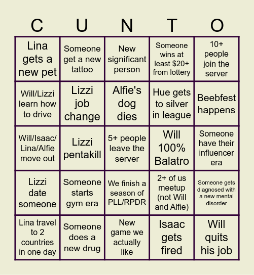 MYTH INC (RIP MOO) 2026 BINGO Card