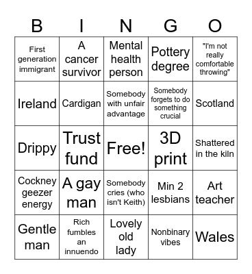 Pottery throwdown bingo Card