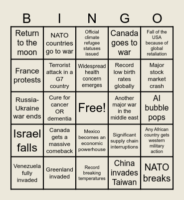 2026 Bingo Card