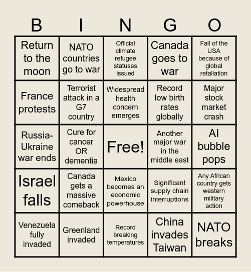 2026 Bingo Card