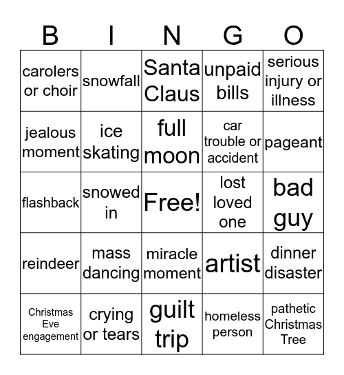 Christmas Movie Bingo Card 1 Bingo Card