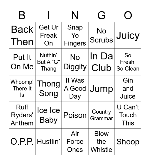 90s vs. 2000s Bingo Card