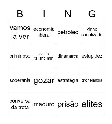 bandalheira Bingo Card