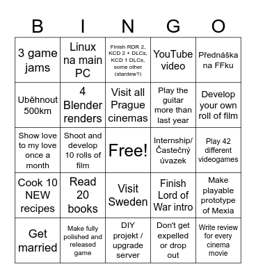 Goals 2026 Bingo Card