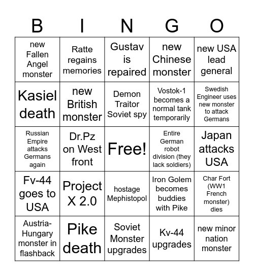Gerand Season 12 Bingo Card