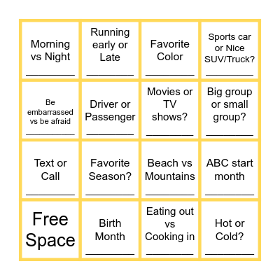 Challenge Side! Bingo Card