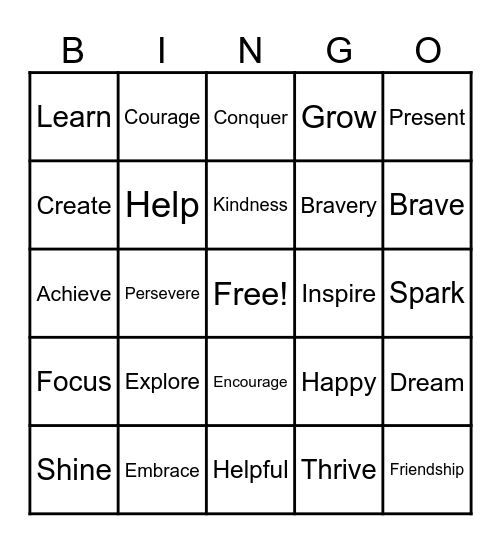 Our One Words for 2026! Bingo Card