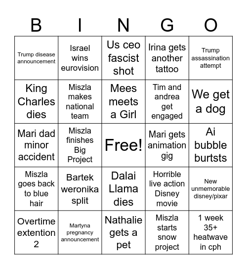 Mari& Miszla 2026 Bingo Card