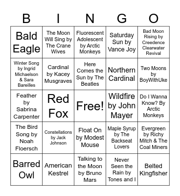 Nature Music Bingo - Winter Bingo Card