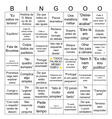 Debate dos 11 Bingo Card