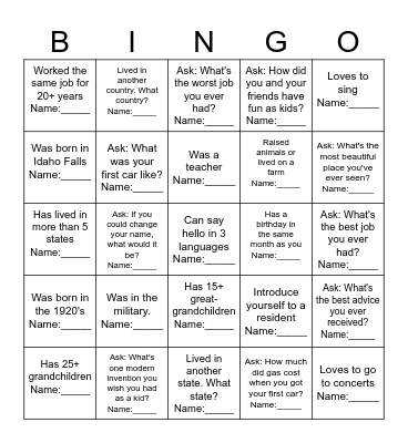 Find a Friend Who... Bingo Card