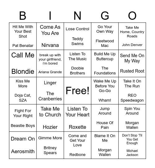 Do As I Say Bingo Card