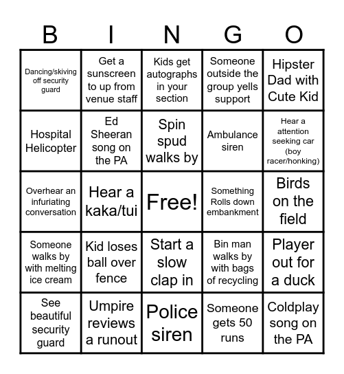 🏏 Blaze Basin Bingo🏏 Bingo Card