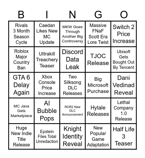 2026 BINGO RAHHHH Bingo Card