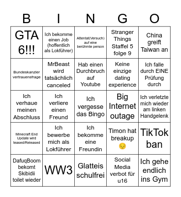 Bingo 2026 Bingo Card