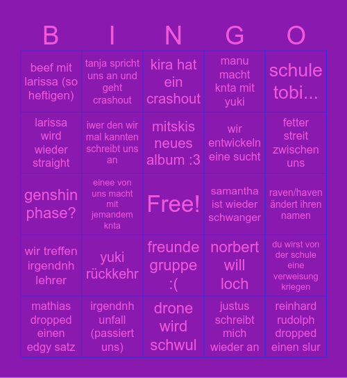drone und tobi Bingo Card