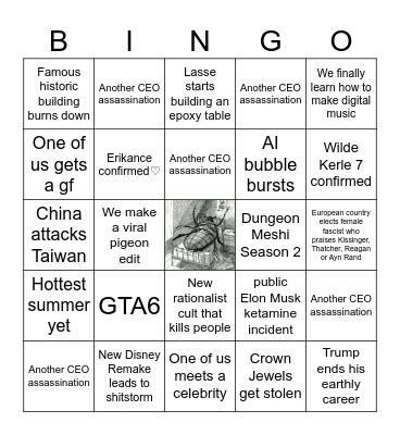 Gil's and Celine's 2026 Bingo Card