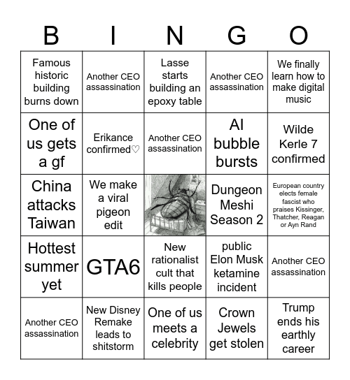 Gil's and Celine's 2026 Bingo Card