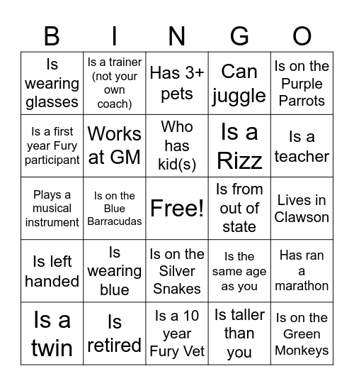 Find Someone Who… Bingo Card
