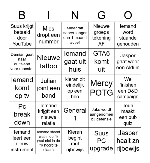 CHAOS 2026 Bingo Card