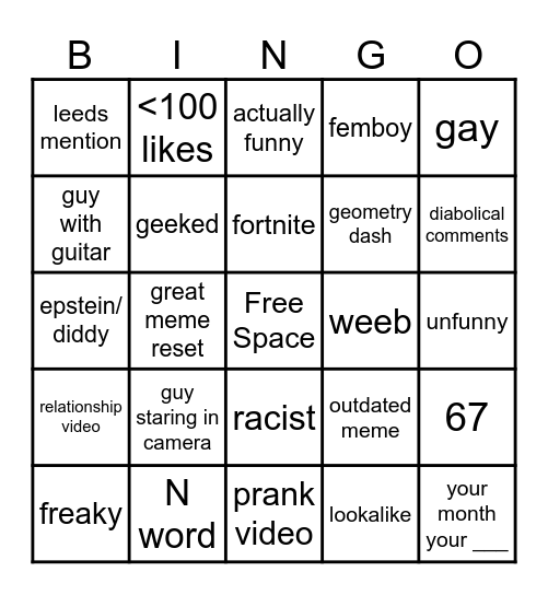 reels bingo Card