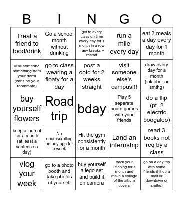 ansel Bingo Card