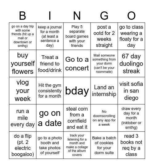 ianna Bingo Card