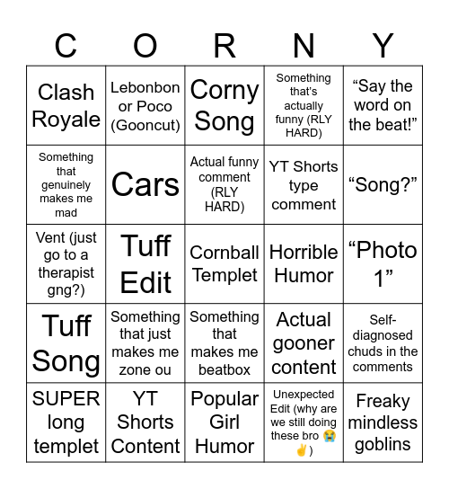 Capcut Bingo Card